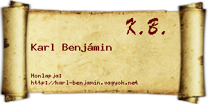 Karl Benjámin névjegykártya